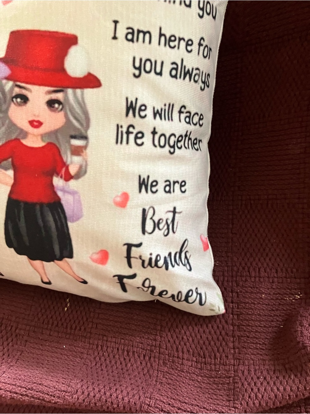 Best Friends Forever Decorative Accent Pillow - Red, Black and White